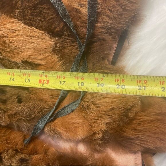 PATCHWORK RABBIT FUR VEST shades of Brown & Leopard print MADE IN HONG KONG SZM - Picture 15 of 16